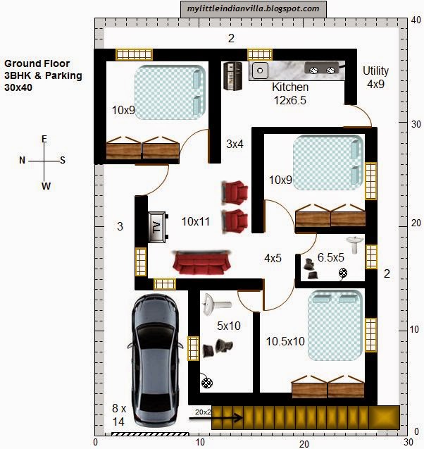 20 X 40 House  Plans  West  Facing 