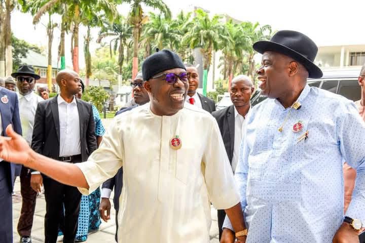 Governor Duoye Diri visits Governor Siminalayi Fubara at Government House, Port Harcourt, Rivers State