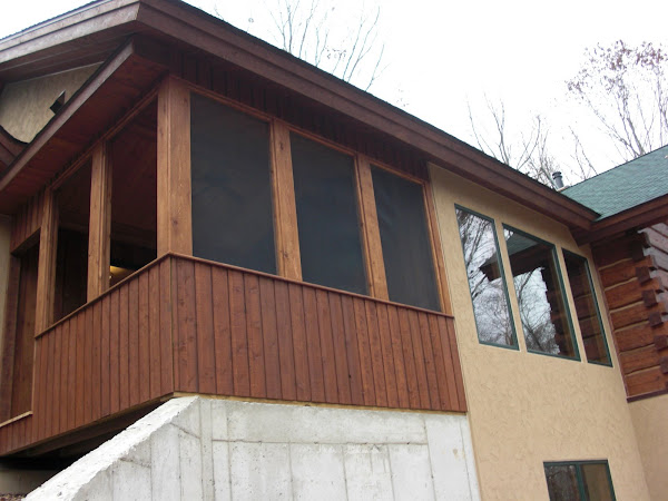 Screened in porch has 3 of 5 screens in