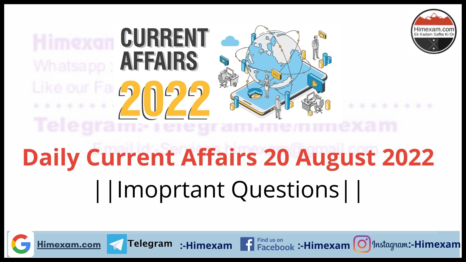 Daily Current Affairs 20 August  2022