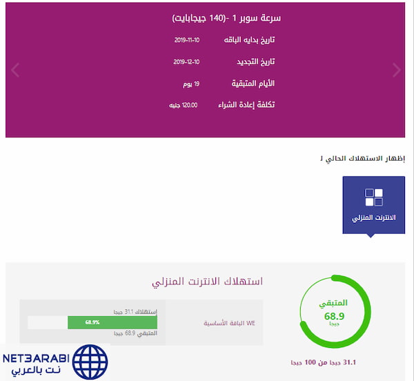 ماي تي داتا معرفة استهلاك الانترنت والمتبقي ودفع الفاتورة My Tedata