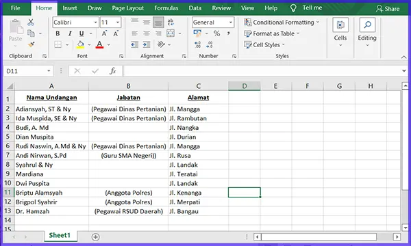 Mail Merge - Labels | Masukkan Data untuk Label di Spreadsheet Excel