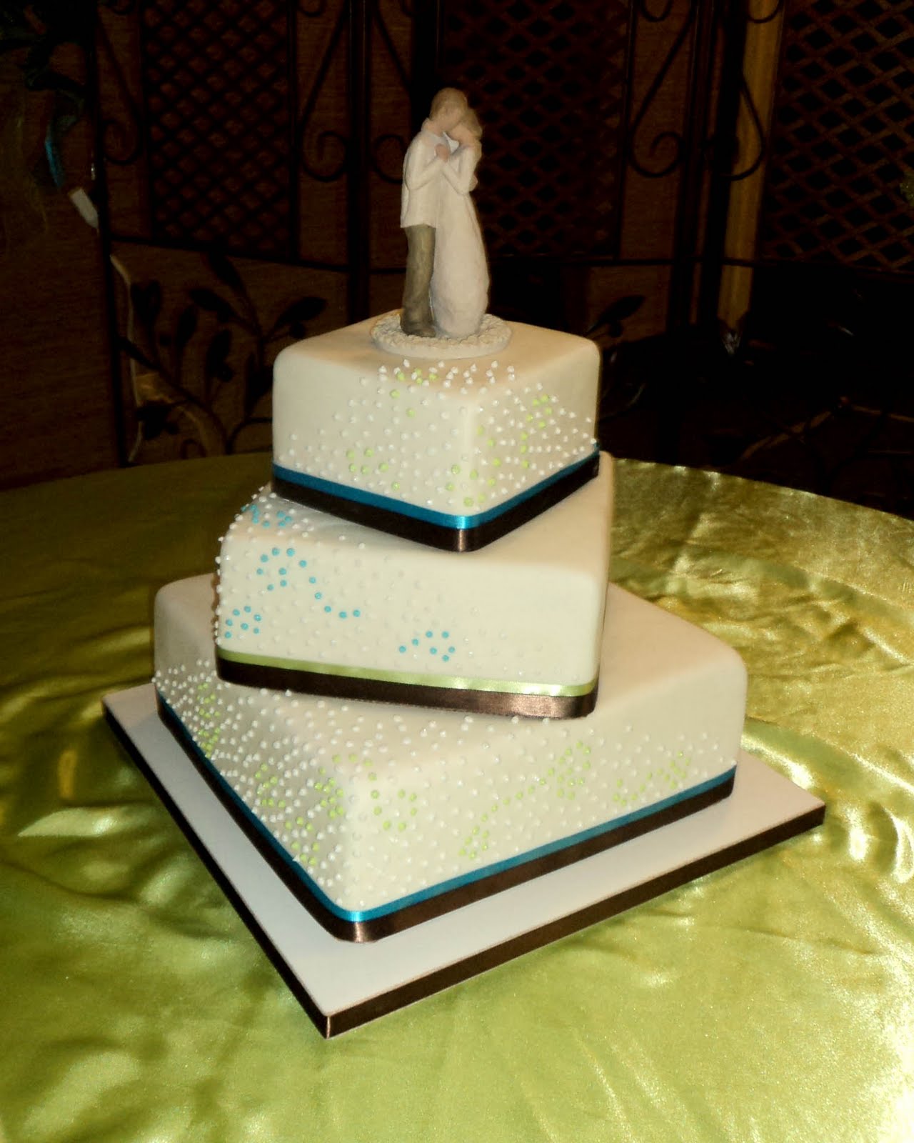 Blue and Green Wedding Cake