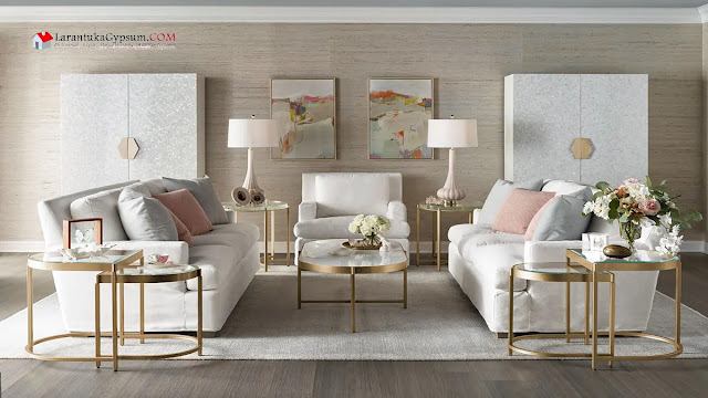 dekorasi ruang keluarga simetris