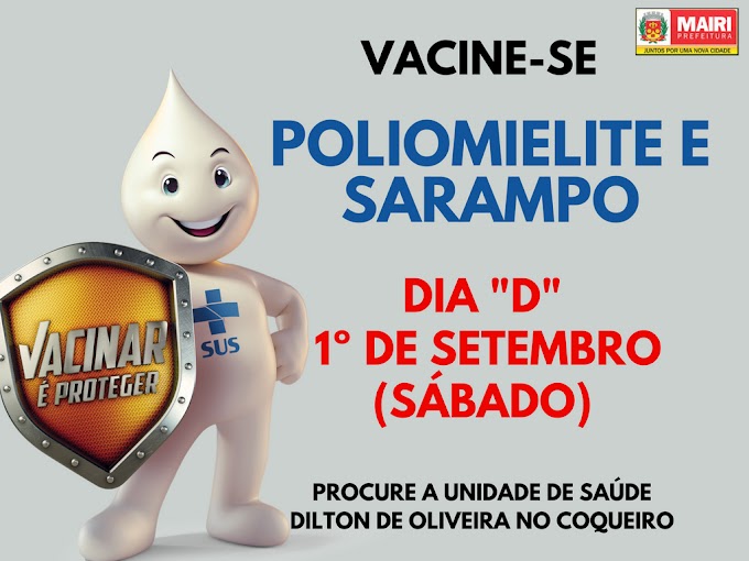 Vacine seu filho contra sarampo e poliomielite neste sábado (1º)