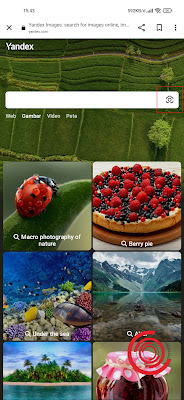 Kalian kunjungi Yandex Images terlebih dahulu lalu tekan ikon kamera pada kolom pencarian