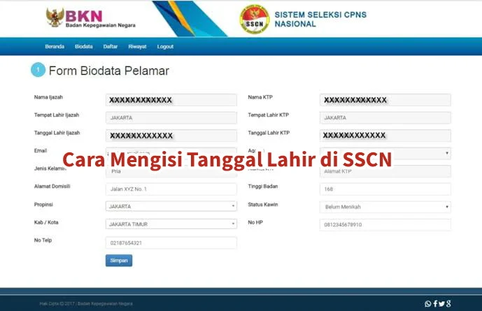 cara mengisi tanggal lahir di sscn