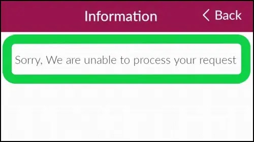 Fix Sorry, We Are Unable To Process Your Request Problem Solved in Axis Mobile