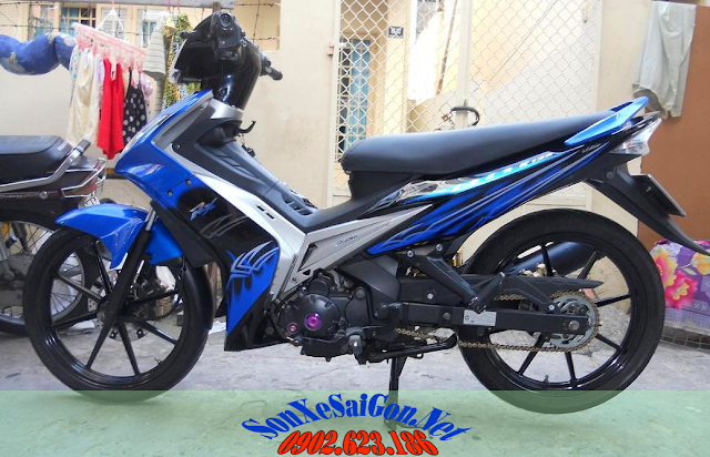 Sơn xe Exciter 2010 màu xanh xám đen