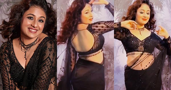 Paridhi Sharma backless navel sheer black saree hot tv actress
