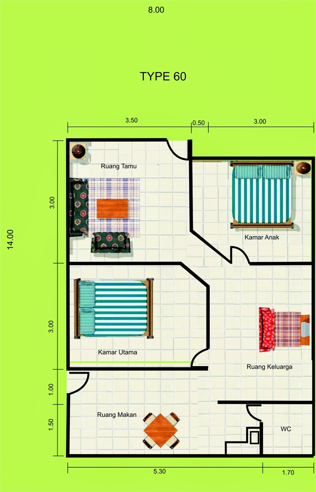 Indah Desain Rumah Tipe 60