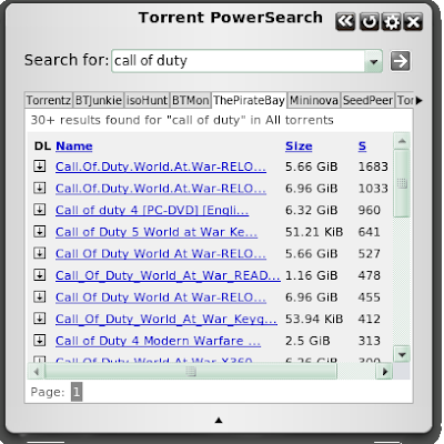 Torrent PowerSearch Opera widget