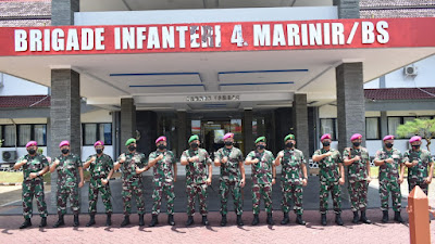 Jaga Sinergitas TNI, Danrem 043/Gatam Silaturahmi ke Brigif 4 Marinir/BS