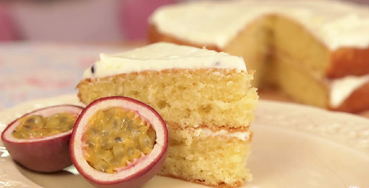 passion fruit butter cake with glace icing