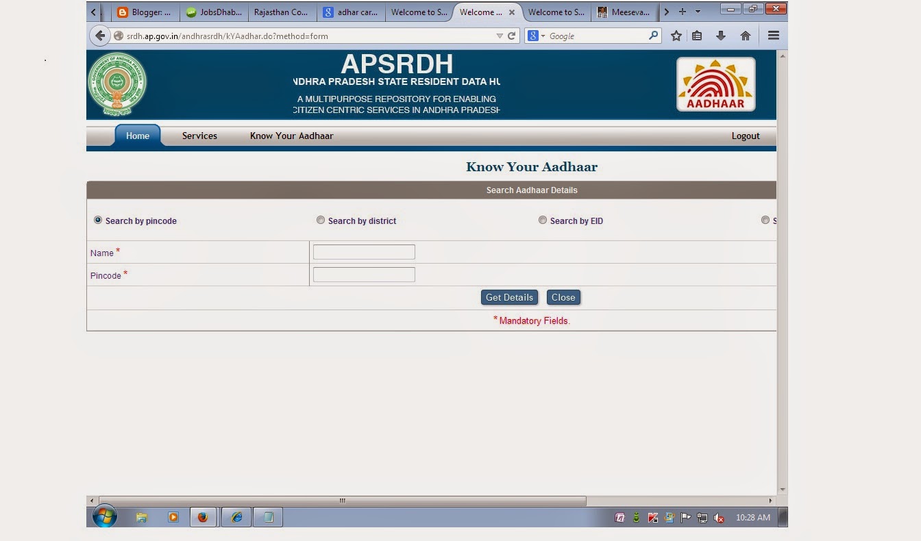 MeesevaWarangal.com: Aadhar Card Search by Your Name or 