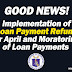 Implementation of Loan Payment Refund for April and Loan Moratorium
