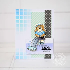 Sunny Studio Stamps: That Sucks Puppy Girl Vacuum Punny Card by Lexa Levana