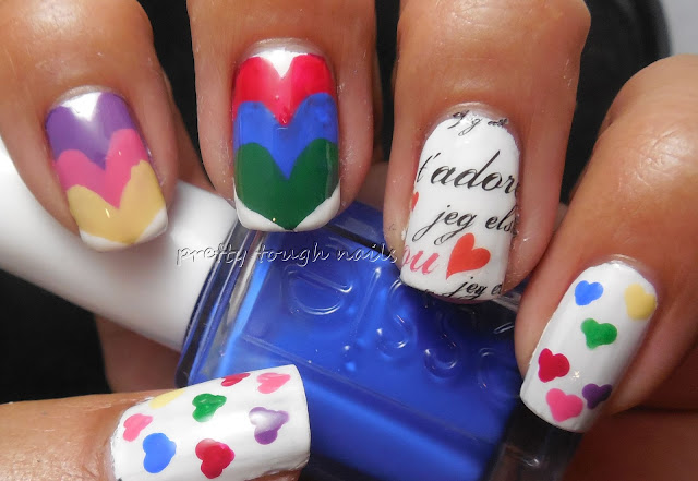 Rainbow Hearts Nail Art