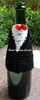 Shyama Nivas, sweetnothingscrochet, blogaday, spreadsmiles, free crochet pattern, soap dispenser cover, wine bottle cover, crochet tuxedo coat, crochet tuxedo bib,Ganga acrowool, Hobby India, All seasons yarn, Oswal Cashmilon, Pradhan Embroidery Stores,