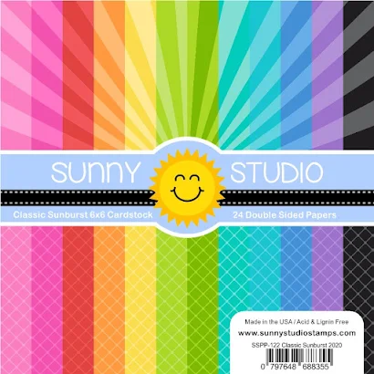 Sunny Studio Stamps Classic Sunburst Sunray Sun Ray & Diagonal Grid 24 sheet Double Sided 6x6 Patterned Paper Pad