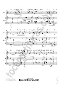 2  Partitura Fácil con Notas en Letras de Flautas, Violín, Saxofones, Clarinetes, Cornos, Trompetas... y instrumentos en Clave de Sol Spanish Notes Sheet Music for Treble Clef  Más Partituras PDF/MIDI con Notas aquí