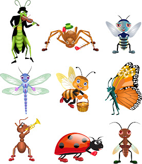 春を呼ぶ昆虫のアイコン Cute cartoon insects icons of spring イラスト素材1