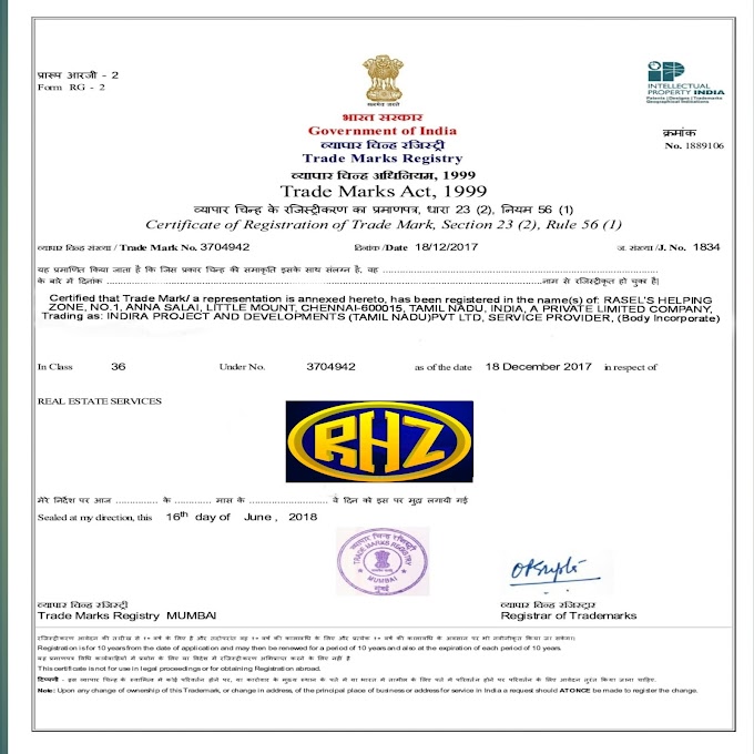 Registration Certificate of Trademark 