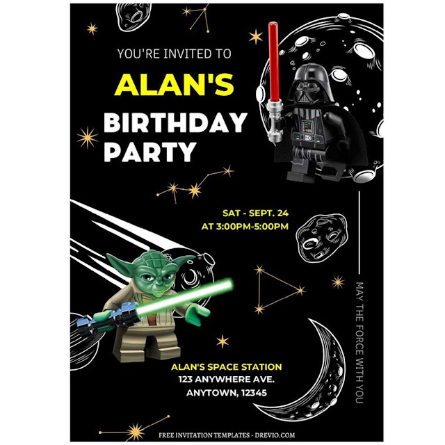 Lego Star Wars Birthday Party Invitations