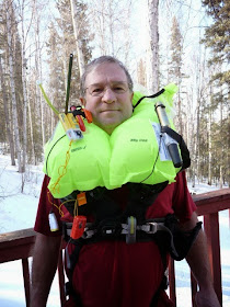 Bill demonstrating inflatable PFD