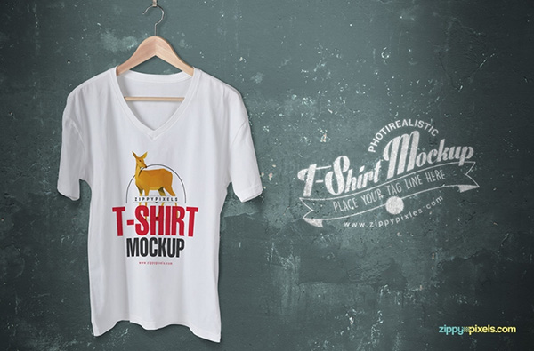 Download T-shirt Mockup PSD Terbaru Gratis - Trendy Free V-Neck T-Shirt Mockup
