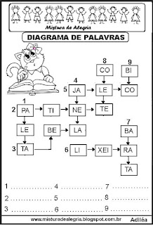 Atividades de alfabetização, formando as palavras