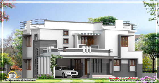 Contemporary 2 story Kerala home design - 2400 Sq. Ft.