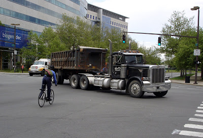 gentleman cyclist semi-truck