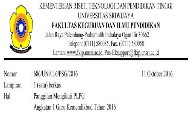 Sahabat guru di Propinsi Sumatera Selatan yang ketika ini akan mengikuti aktivitas Pendidikan ✔ Jadwal Peserta PLPG Subrayon 104 Universitas Sriwijaya Tahun 2016