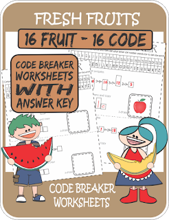 ESL Fruits Code Breaker Worksheets Printables