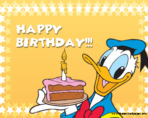 Tangled Birthday Cakes on Donald Duck  Happy Birthday  With Cake  Birthday  Wallpaper  Poster