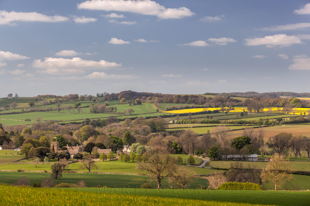 Cotswolds landscape on a sunny day near the village of Guiting Power