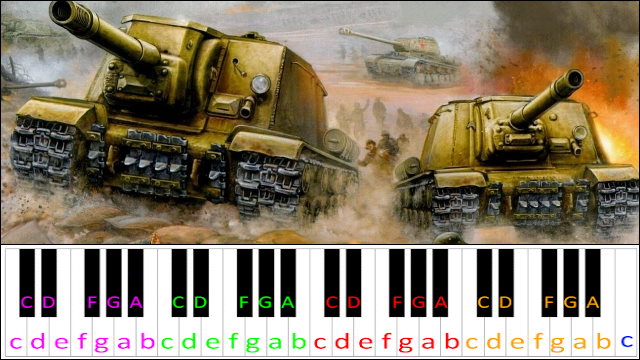 March of the Soviet Tankists Piano / Keyboard Easy Letter Notes for Beginners
