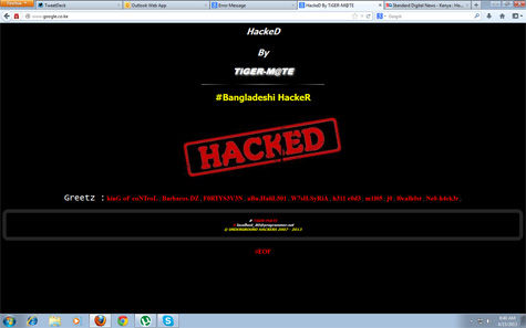 Google Kenya domain defaced by TiGER-M@TE