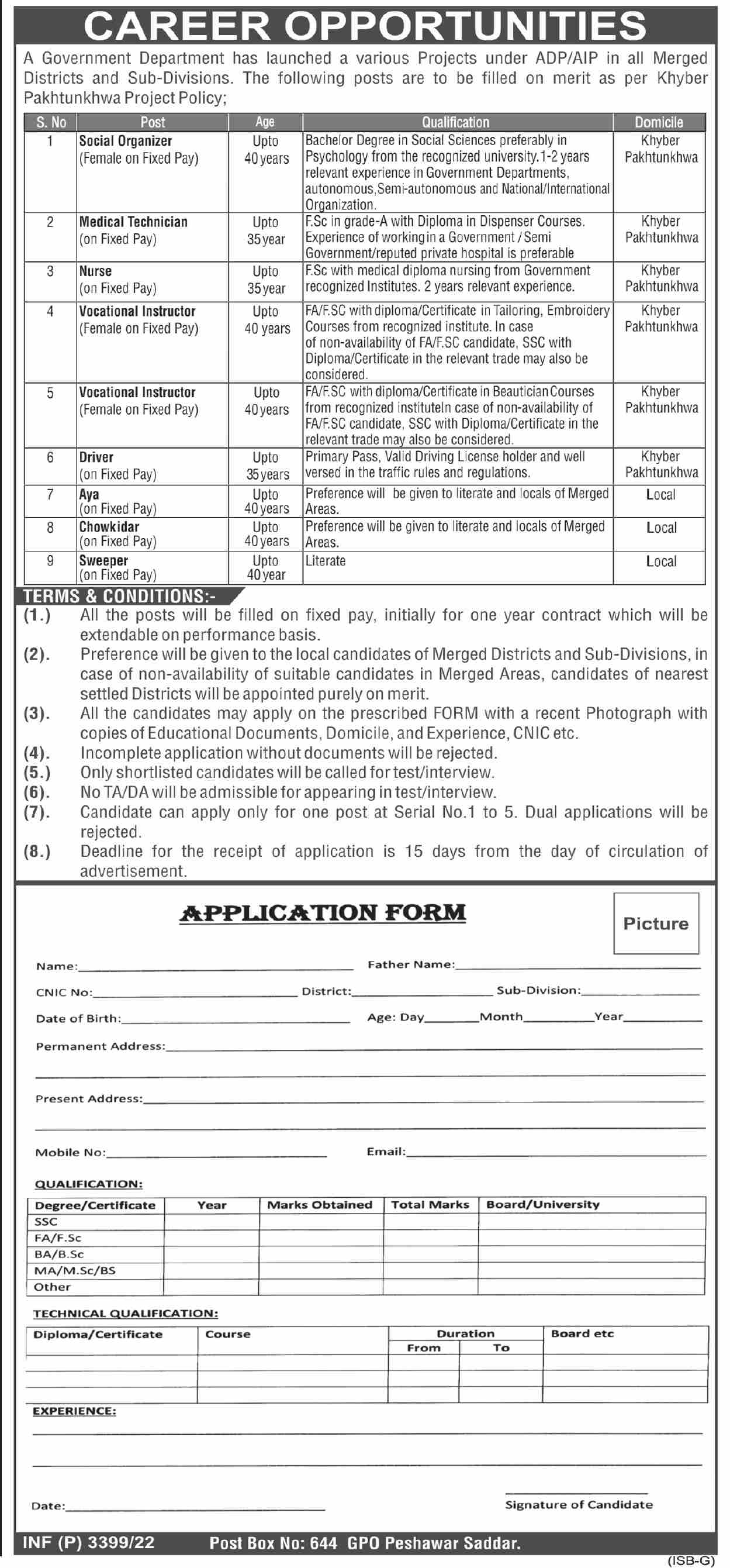 Latest Government Department Management Posts Peshawar 2022