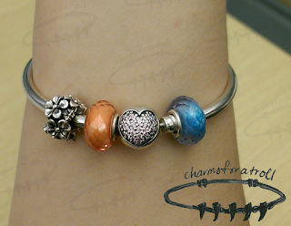 Ohm Beads Buttercup, Novobeads Grapefruit Mini CZ, Pandora Circle of Love Bangle, Novobeads Tropical Ice Mini CZ