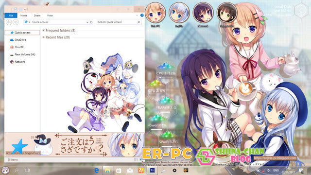 Windows 10 Ver. 1709 Theme Gochuumon wa Usagi desu ka? by Enji Riz