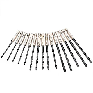 Ideal for DIY HSS Drill Bit Hex Shank Twist Wood Plastic Metal Set 15pcs 3/4/5mm 1/4 Inch home and general building/engineering using Hown - store