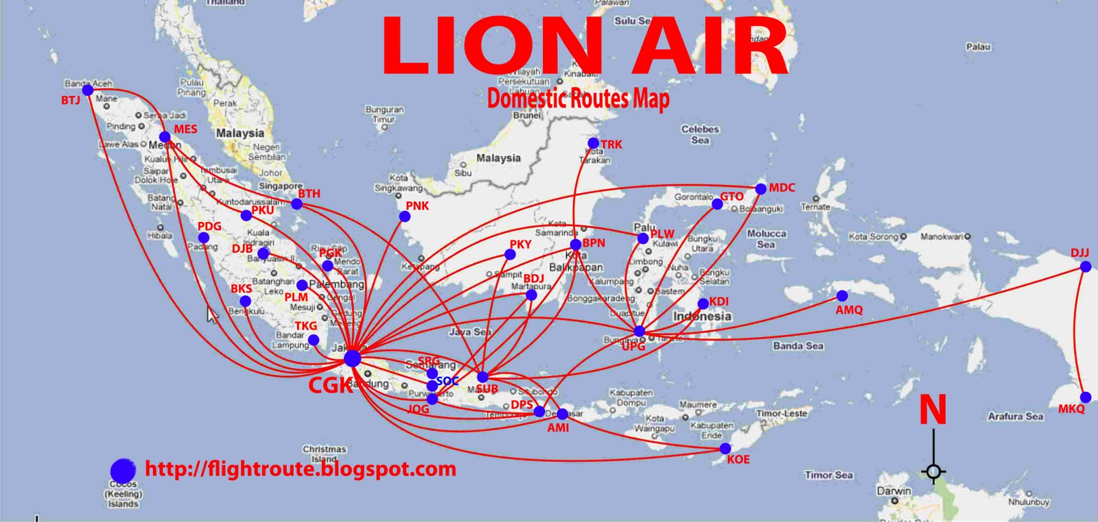 routes map: Lion Air routes map