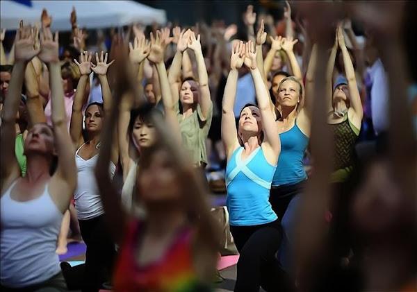 Yoga at times Square NewYork Images