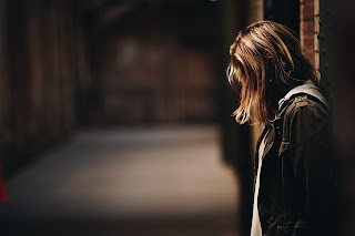 a woman looking down