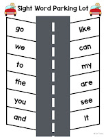 Sight Word Parking Lot