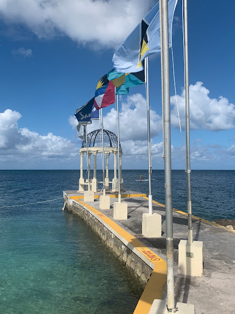 flags on the pier