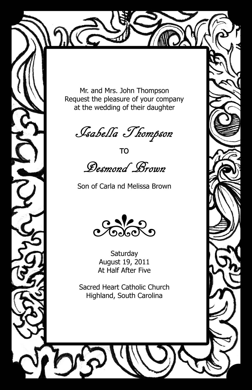 Elegant and Beautiful Wedding Invitations for Free: Black Wedding