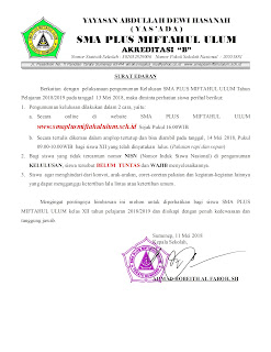 SURAT EDARAN PELULUSAN SISWA KELAS XII 2018/2019